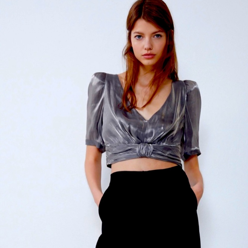 Zara metallic affect crop top.          NWT